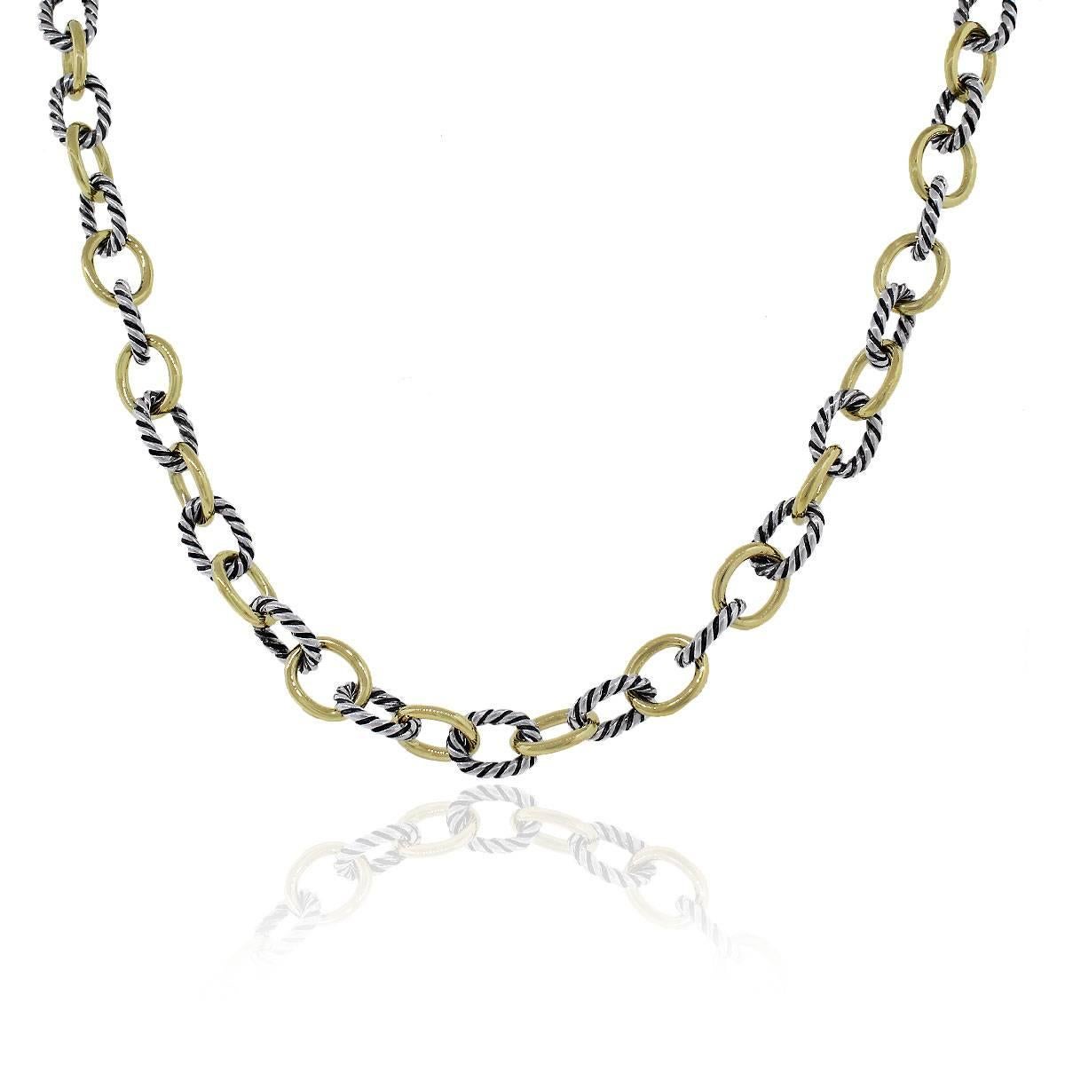 Material: Sterling silver and 18k yellow gold
Necklace Measurements: 18″
Clasp: Lobster claw
Total Weight: 54.7g (35.1dwt)
SKU: G7127