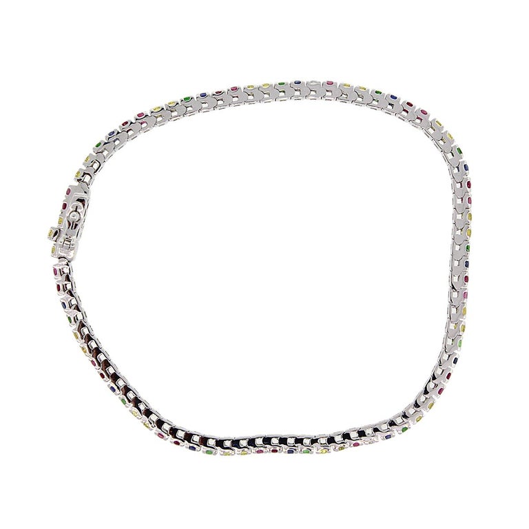 Diamond and Multi-Color Stone Tennis Bracelet at 1stDibs