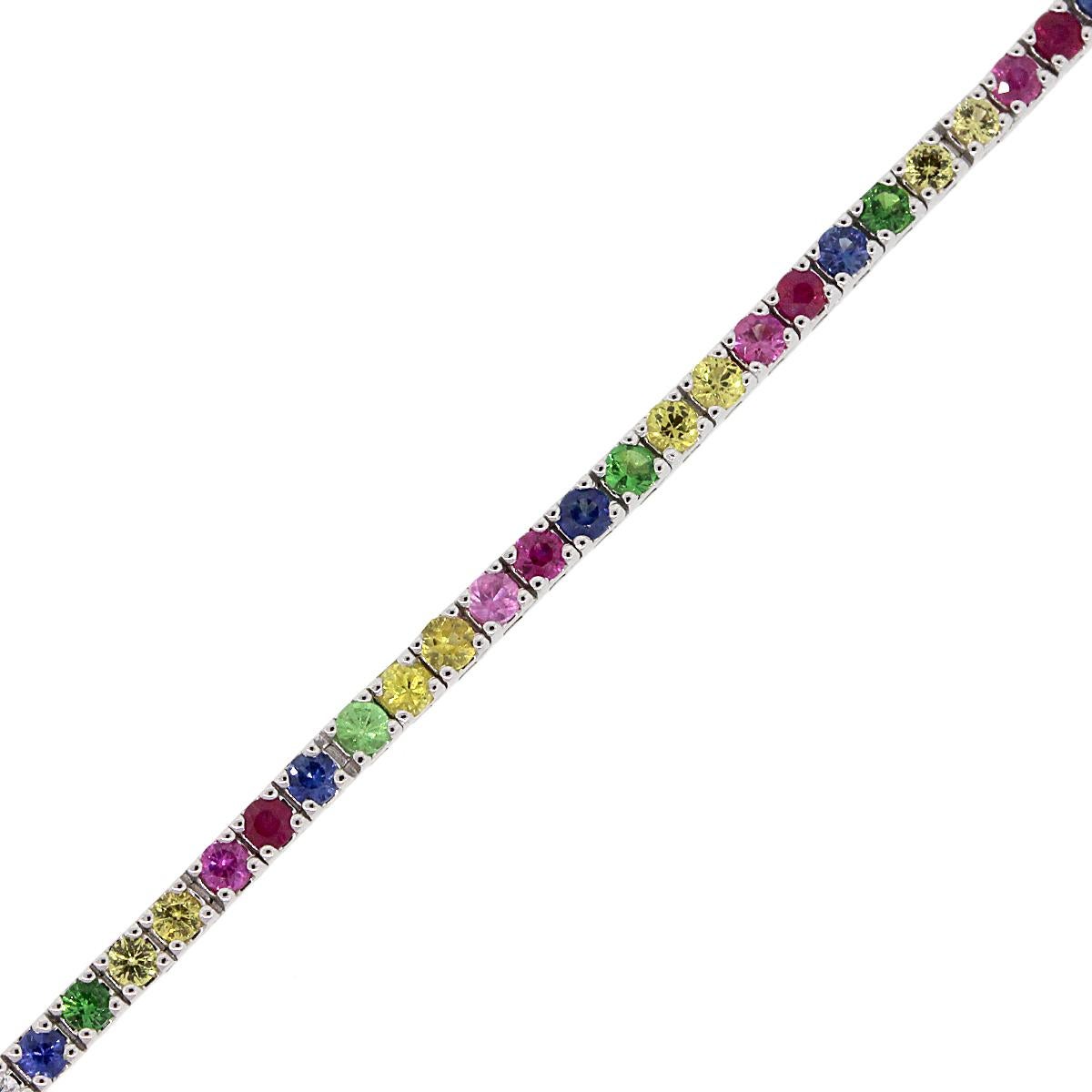 Diamond and Multi-Color Stone Tennis Bracelet