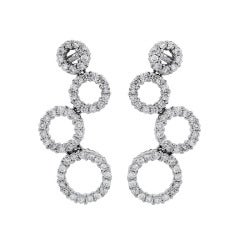 Pave Set Diamond Multi-Circle Drop Dangle Earrings