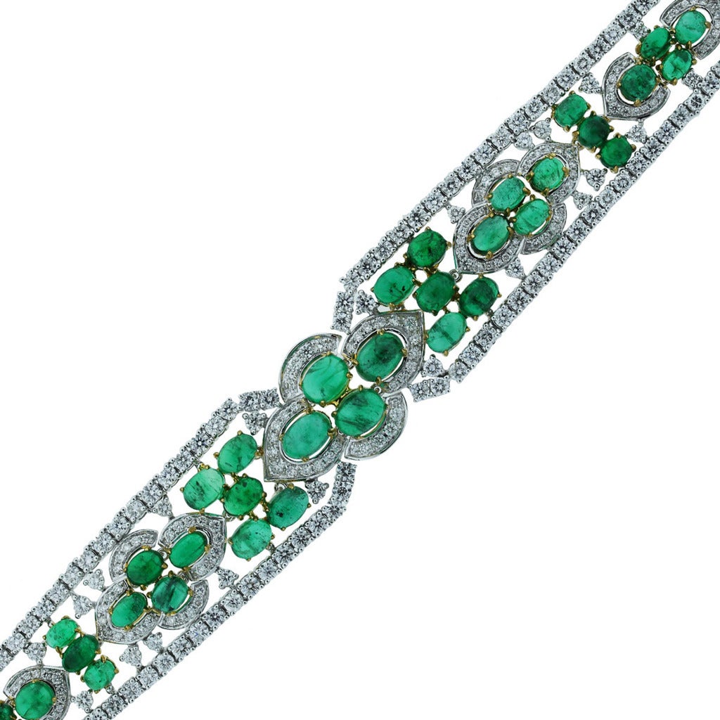 Emerald Diamond Gold Bracelet at 1stdibs