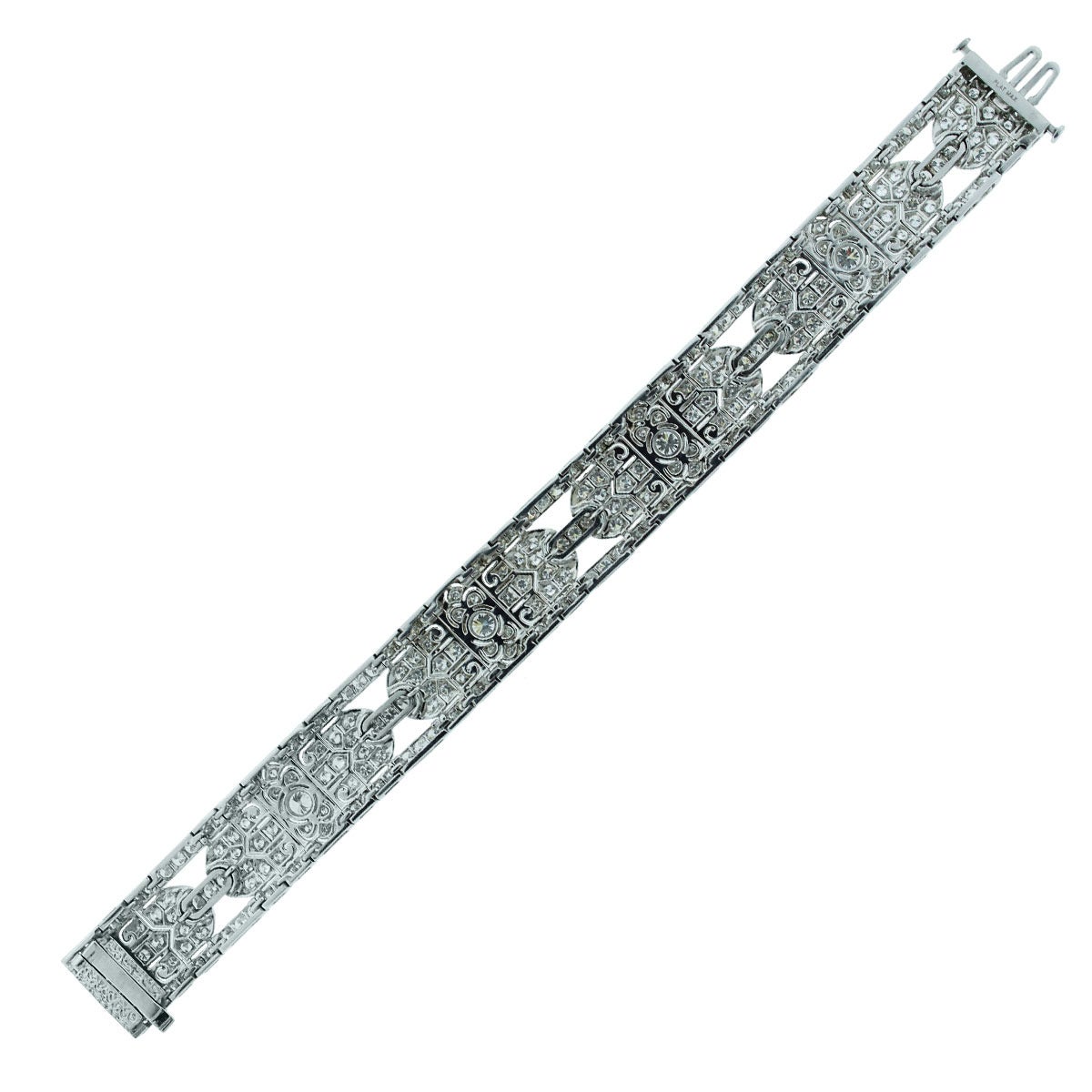 Round Brilliant Diamond Platinum Bracelet In Excellent Condition In Boca Raton, FL