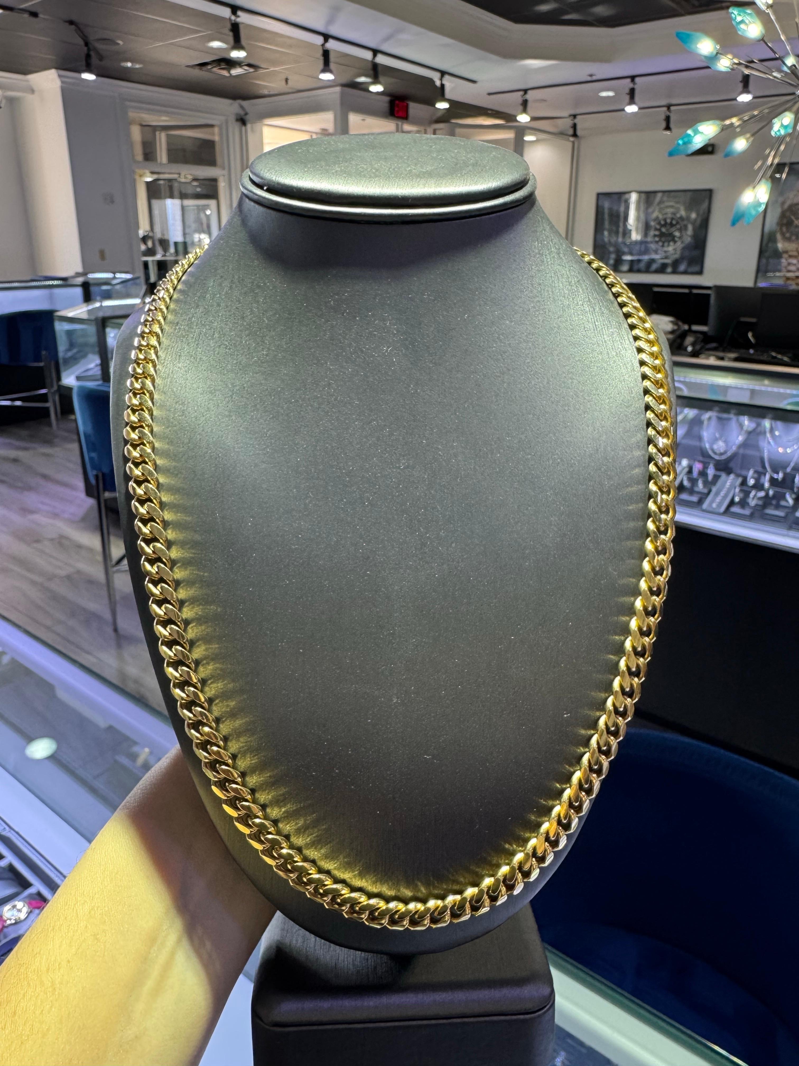 Catena Miami Cuban Link 8 Millimetri 24 Pollici 14 Carati In magazzino in vendita 4