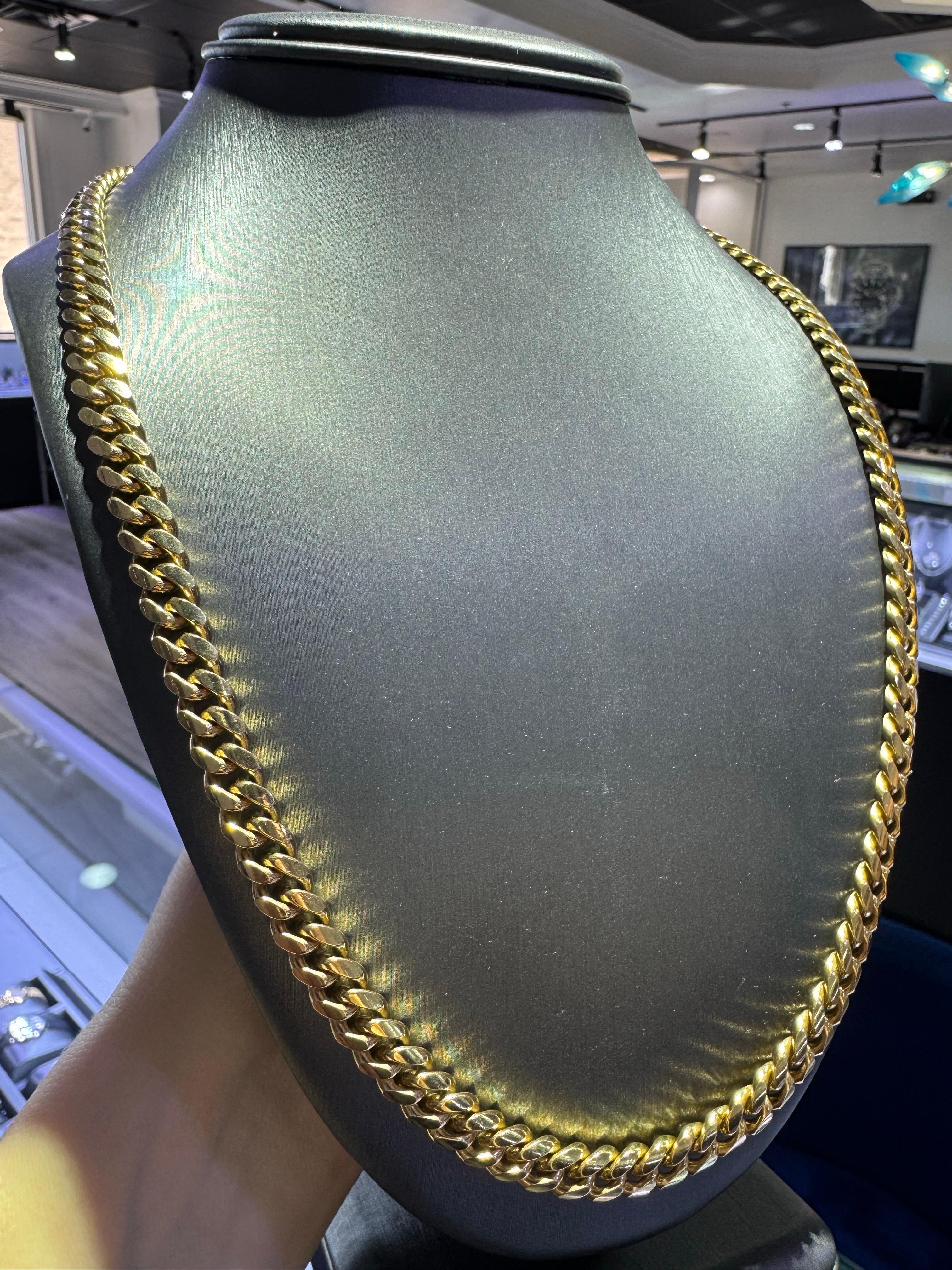 Catena Miami Cuban Link 8 Millimetri 24 Pollici 14 Carati In magazzino in vendita 5