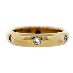 Retro 1992 Cartier Yellow Gold Diamond Wedding Band Ring