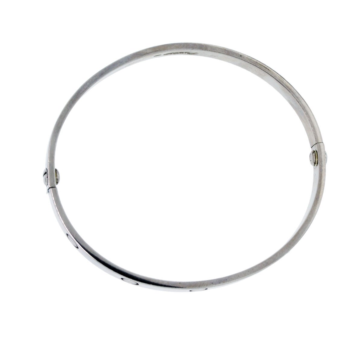 Cartier 18K White Gold Size 20 Love Bangle Bracelet In Excellent Condition In Boca Raton, FL