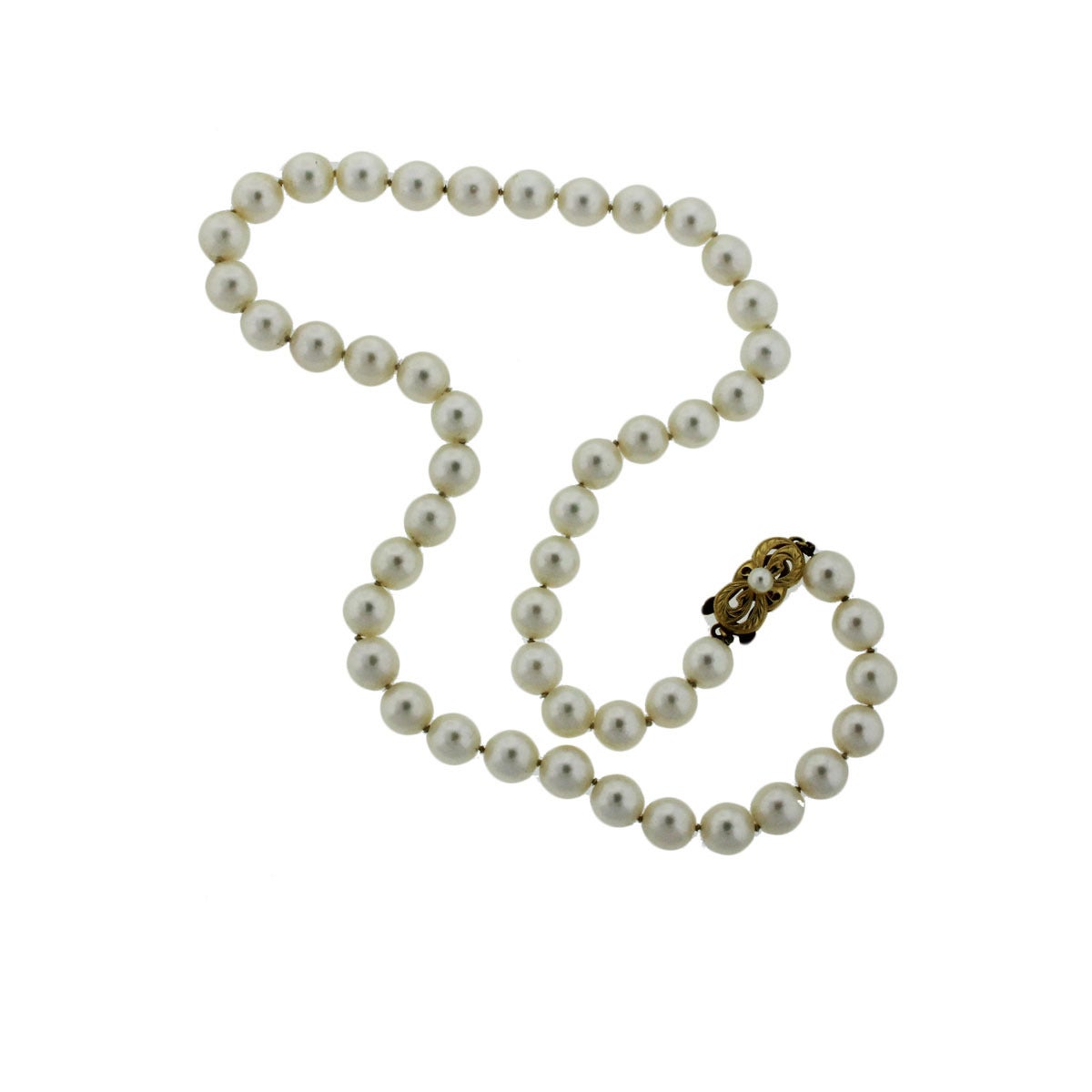 Mikimoto 8mm Pearl Gold Necklace In Excellent Condition In Boca Raton, FL