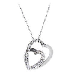 Cartier Diamond Gold Heart Slide Pendant on Necklace 10