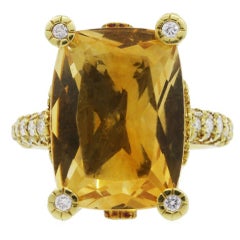 Judith Ripka Madeira Citrine Diamond Gold Ring