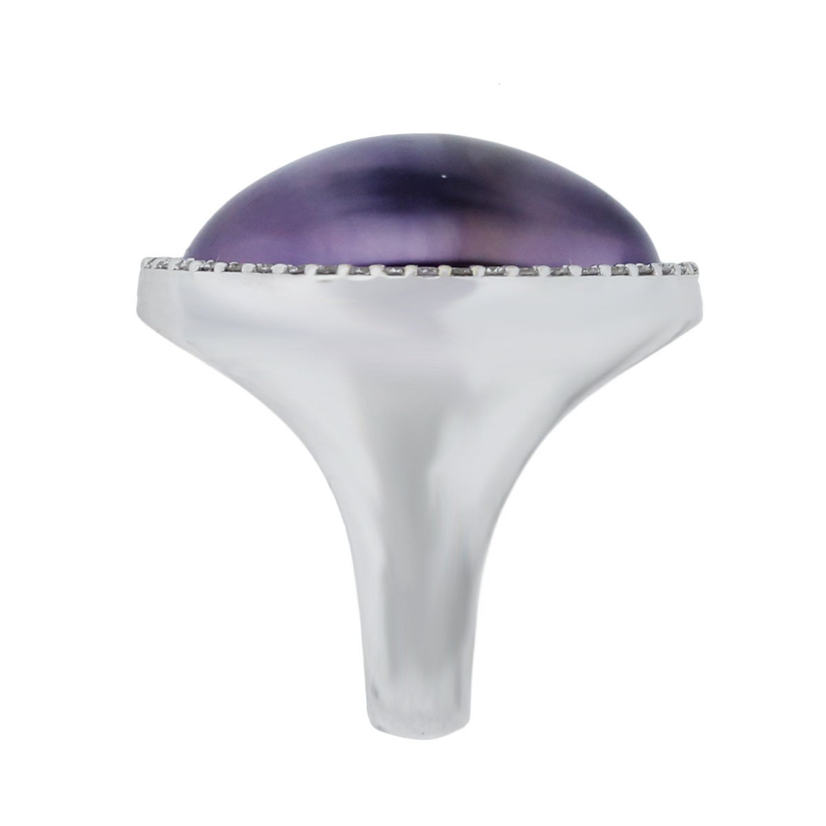 Brand: Roberto Coin
Style: Roberto Coin Diamond Amethyst & Mother of Pearl Diamond Ring
Material : 18k White Gold
Gemstone Details: Amethyst & Mother of Pearl Cabochon
Diamond Details : 0.40ctw of Round Brilliant Diamonds. Diamonds are G in color