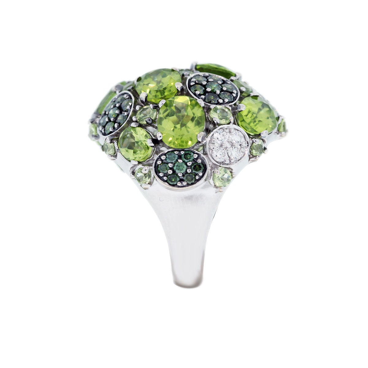 Roberto Coin White & Green Diamond Peridot Cocktail Ring