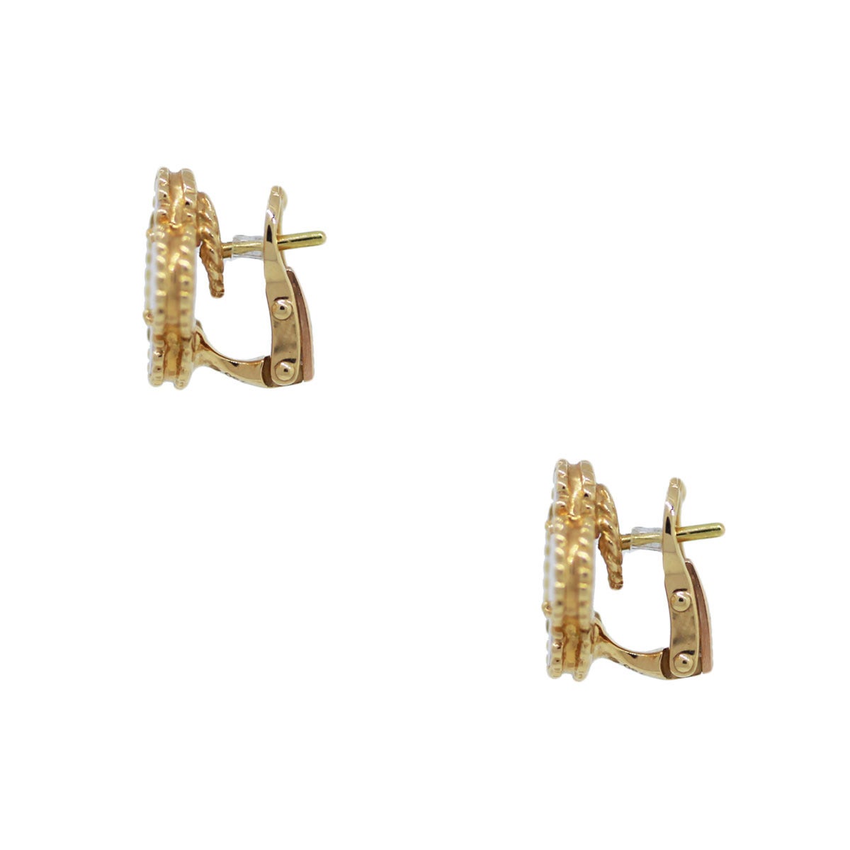 Style :Van Cleef & Arpels Ear Clips
Collection : Vintage Alhambra
Material: 18k Yellow Gold
Gemstone Details: Mother of  pearl
Earring Measurements: 0.56