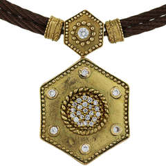 Charriol Celtique Sammlung 2 Zeile Bronze Kabel Halskette mit Diamanten