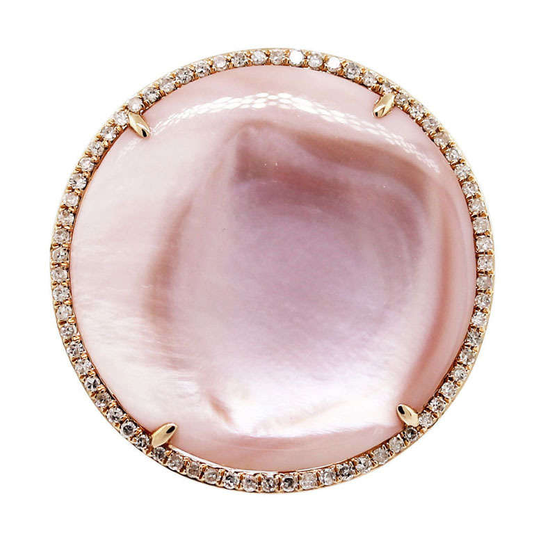 Rose Gold Pink Mother of Pearl Diamond Ring