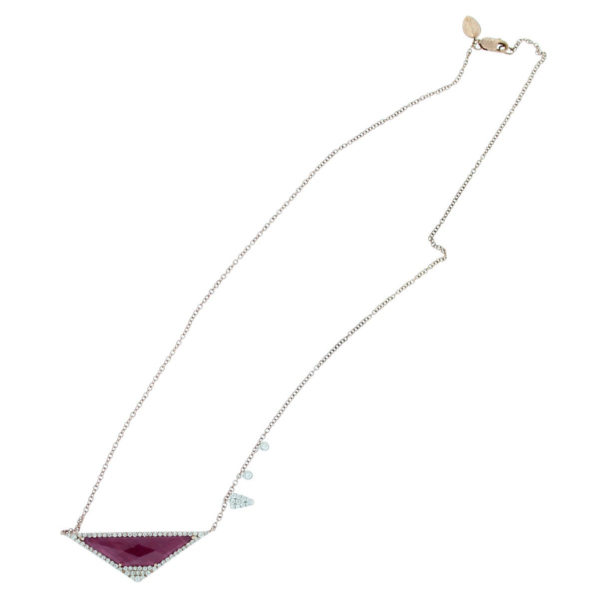 Meira T Ruby Triangle Diamond Rose Gold Necklace In Excellent Condition In Boca Raton, FL