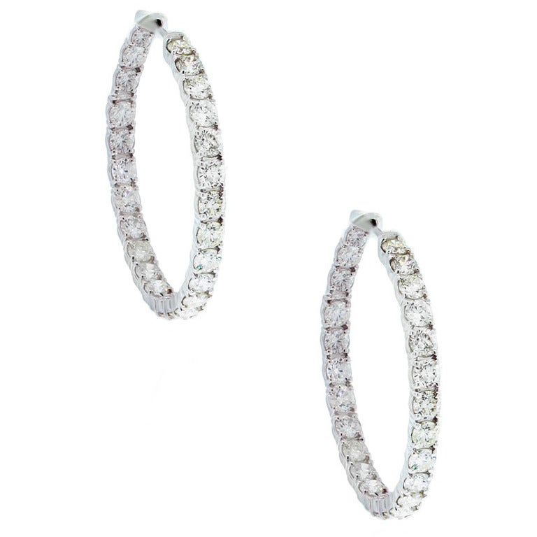 Diamond Gold Inside Out Hoop Earrings