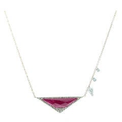 Meira T Ruby Triangle Diamond Rose Gold Necklace