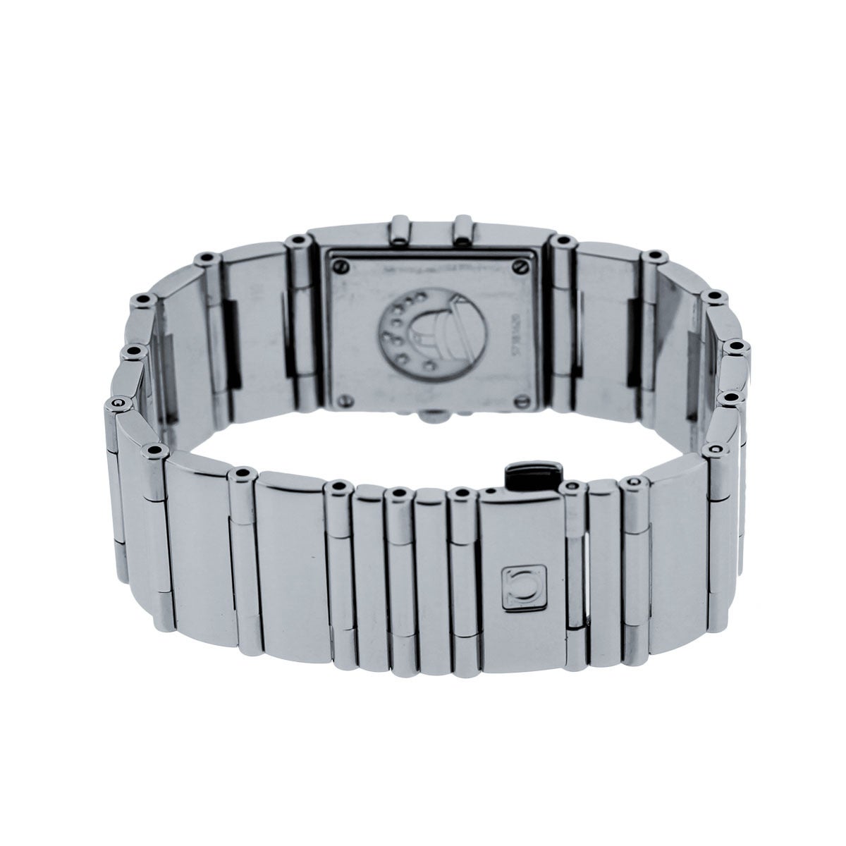 Omega Lady's Stainless Steel Diamond Bezel Black Dial Quartz Wristwatch Excellent état - En vente à Boca Raton, FL