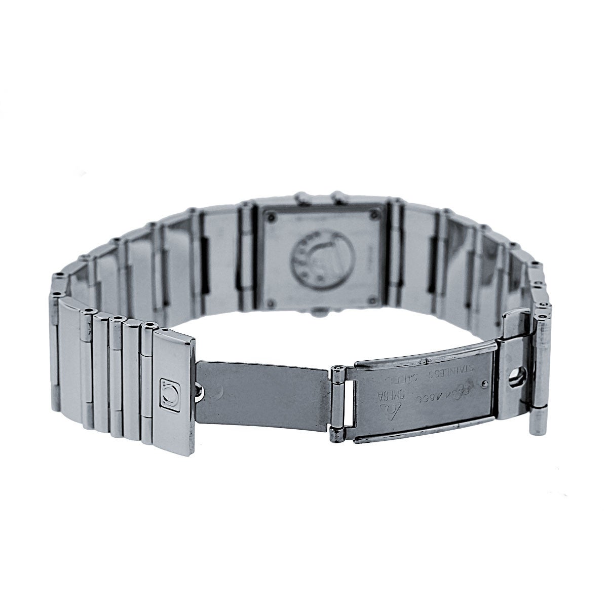 Omega Lady's Edelstahl Diamant Lünette schwarzes Zifferblatt Quarz-Armbanduhr Damen im Angebot