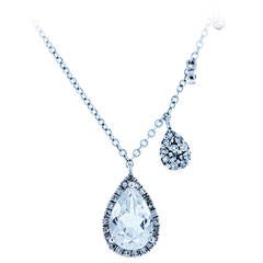 Meira T Clear Quartz Diamond Gold Drop Necklace
