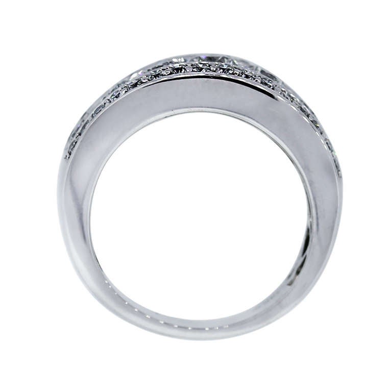 You are Viewing this Round Brilliant Three Row Diamond 14k White Gold Wedding Band Ring! Ring Material, 14k White Gold; Diamond Color, H/I; Diamond Clarity, SI; Diamond Total Carat Weight, Approximately 1.80ctw; Ring Size, 7.25 (Can be Sized); Total