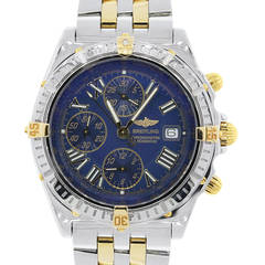 Breitling Yellow Gold Stainless Steel Crosswind Chronograph Automatic Wristwatch