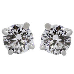 Tiffany & Co. 1.16 Carat Diamond Gold Stud Earrings 6