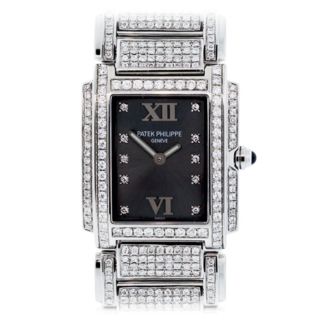 Patek Philippe Stainless Steel Diamond Twenty-Four "24" Quartz Wristwatch