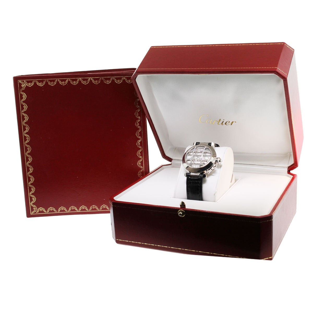 Cartier Montre-bracelet grille Pasha en or blanc et diamants pour femme Réf. 2529 Excellent état - En vente à Boca Raton, FL