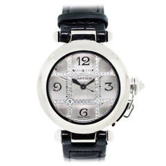 Cartier Lady's White Gold Pasha Diamond Grill Wristwatch Ref 2529 11