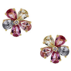Bulgari Sapphire and Diamond Flower Stud Earrings