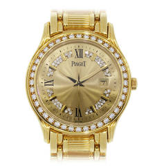 Piaget Polo 24005 M 501 D 18k Yellow Gold Diamond Watch