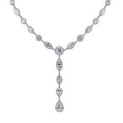 Marquise Round Pear Micro Pave Diamond Platinum Drop Necklace