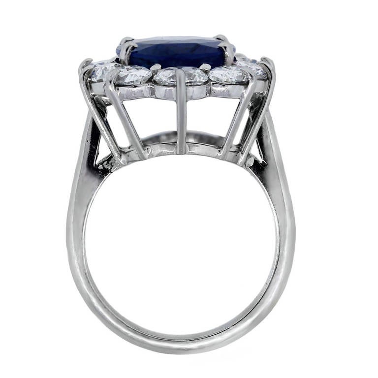 Oval Cut Natural Unheated Burma Sapphire Diamond Platinum Ring