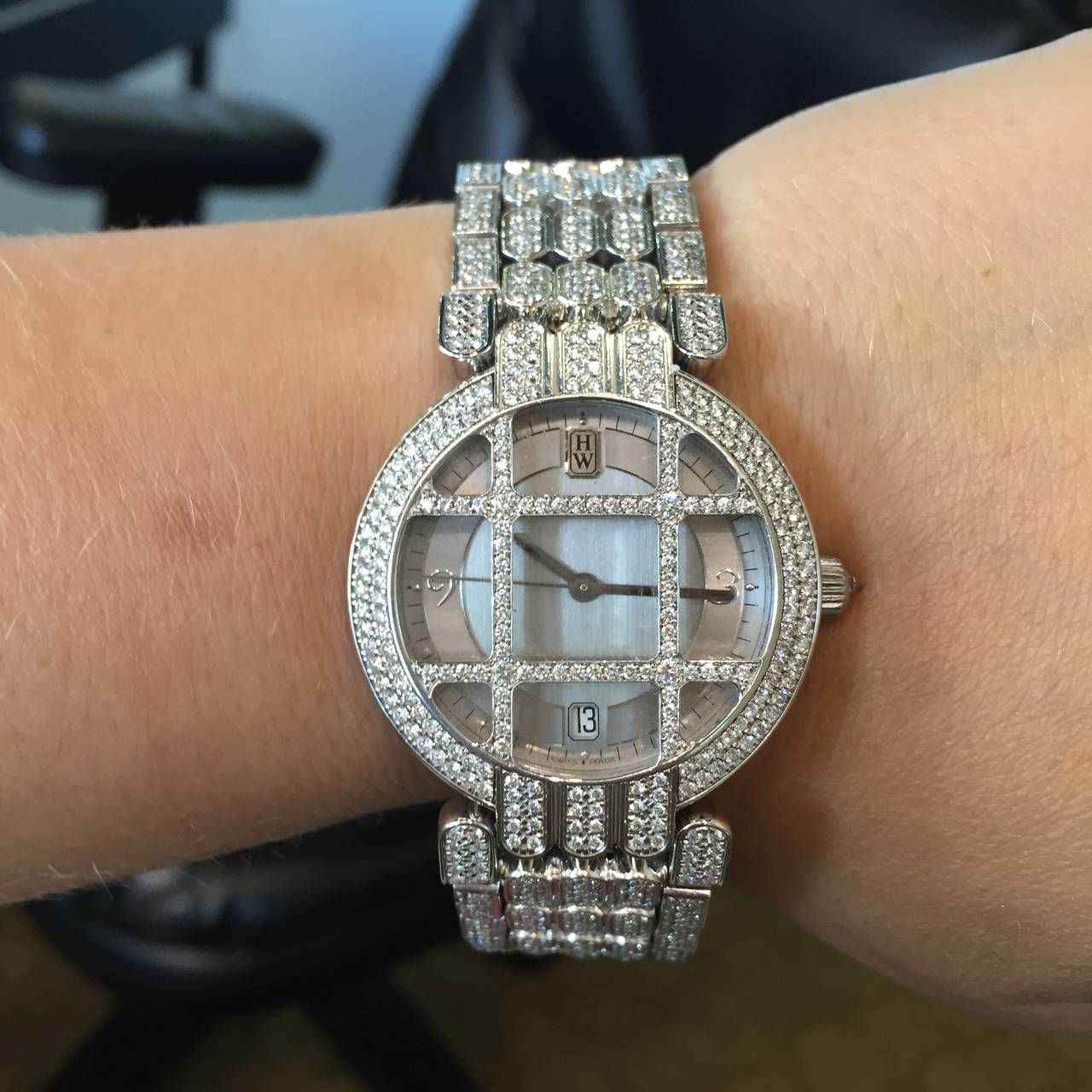 Harry Winston Lady's White Gold Diamond Premier Grill Automatic Wristwatch 3