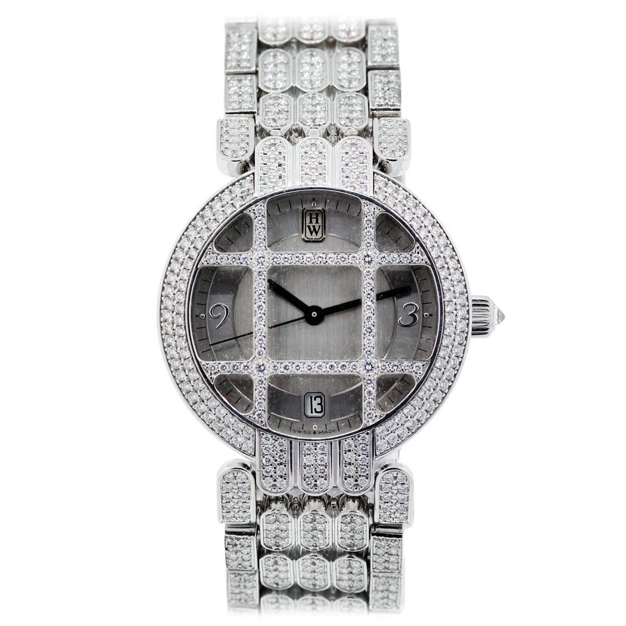 Harry Winston Lady's White Gold Diamond Premier Grill Automatic Wristwatch