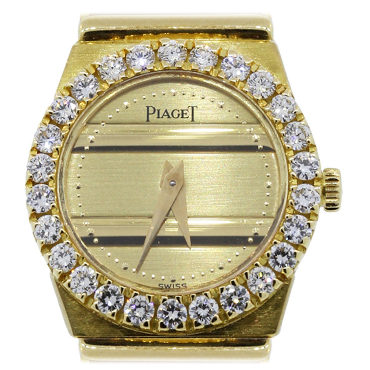 Piaget Yellow Gold Polo Diamond Bezel Quartz Wristwatch Ref 8296