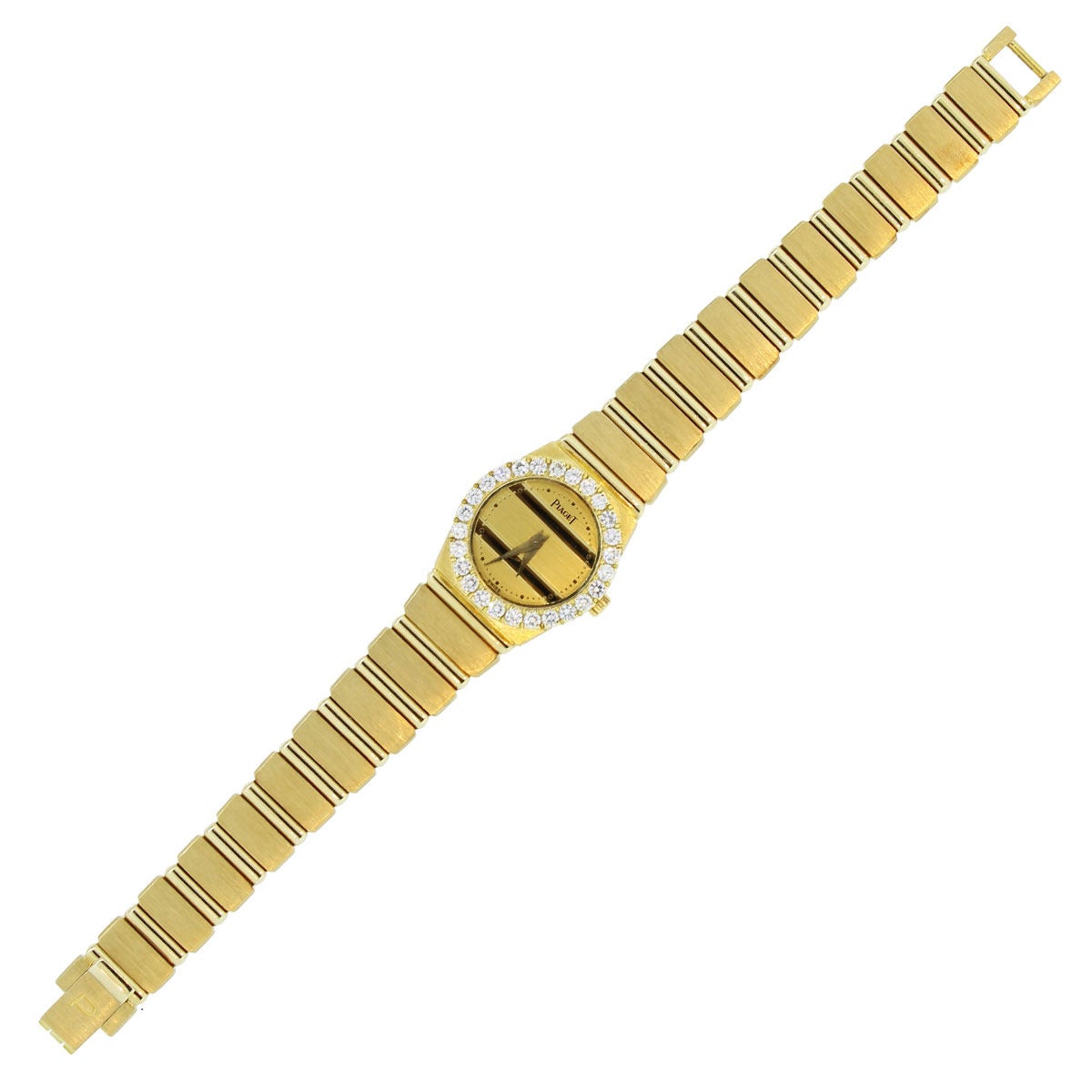 Piaget Yellow Gold Polo Diamond Bezel Quartz Wristwatch Ref 8296 In Excellent Condition In Boca Raton, FL
