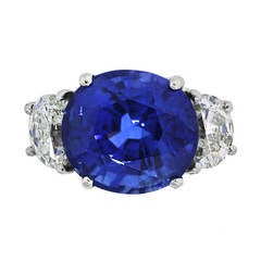 Natural Heated Madagascar Sapphire Diamond Platinum Ring 1
