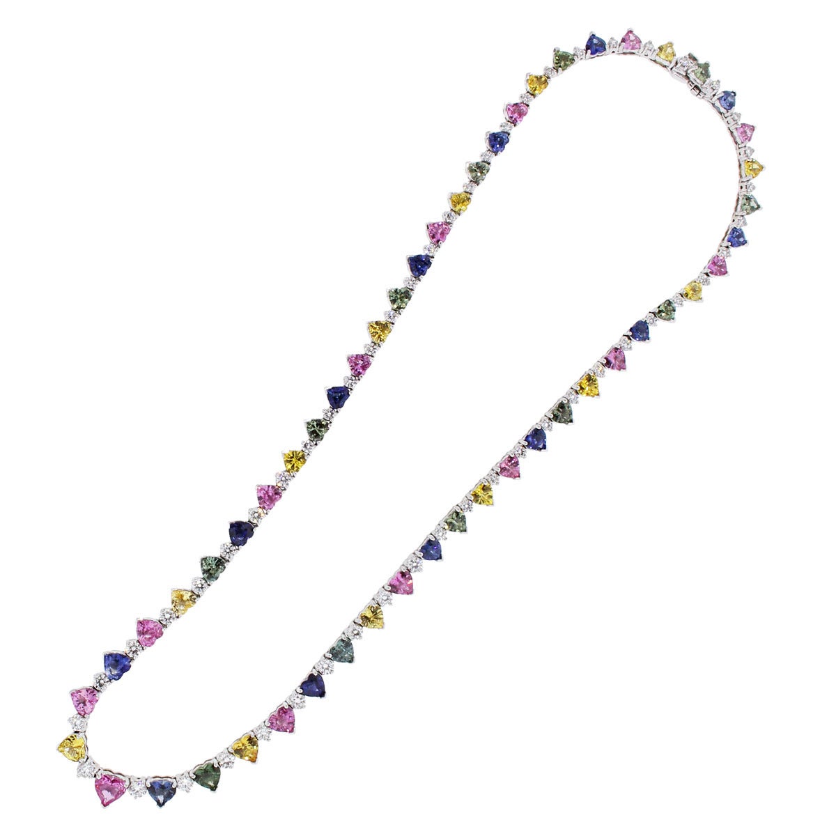 Women's Multi Colored Gemstone Diamond Gold Necklace