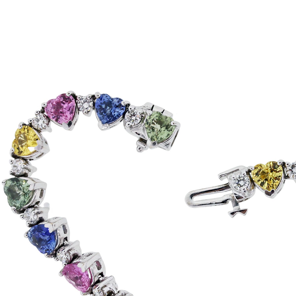 Multi Colored Gemstone Diamond Gold Necklace 2