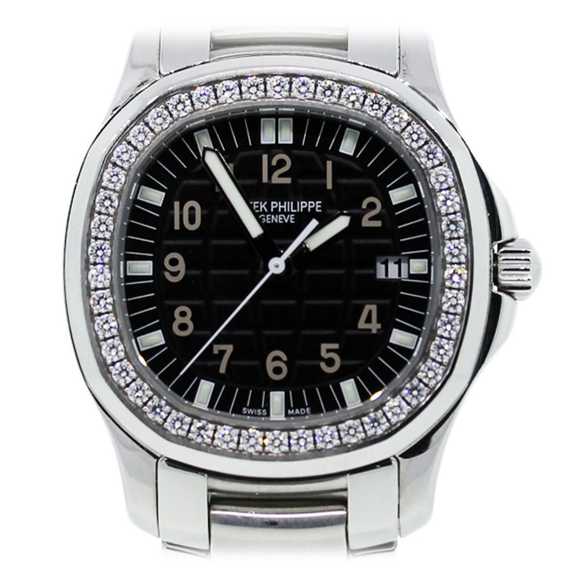 Patek Philippe Stainless Steel Diamond Bezel Quartz Aquanaut Wristwatch