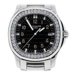 Used Patek Philippe Stainless Steel Diamond Bezel Quartz Aquanaut Wristwatch