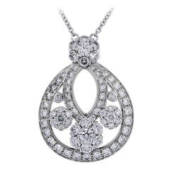 Van Cleef & Arpels Diamond Platinum Snowflake Pendant Necklace
