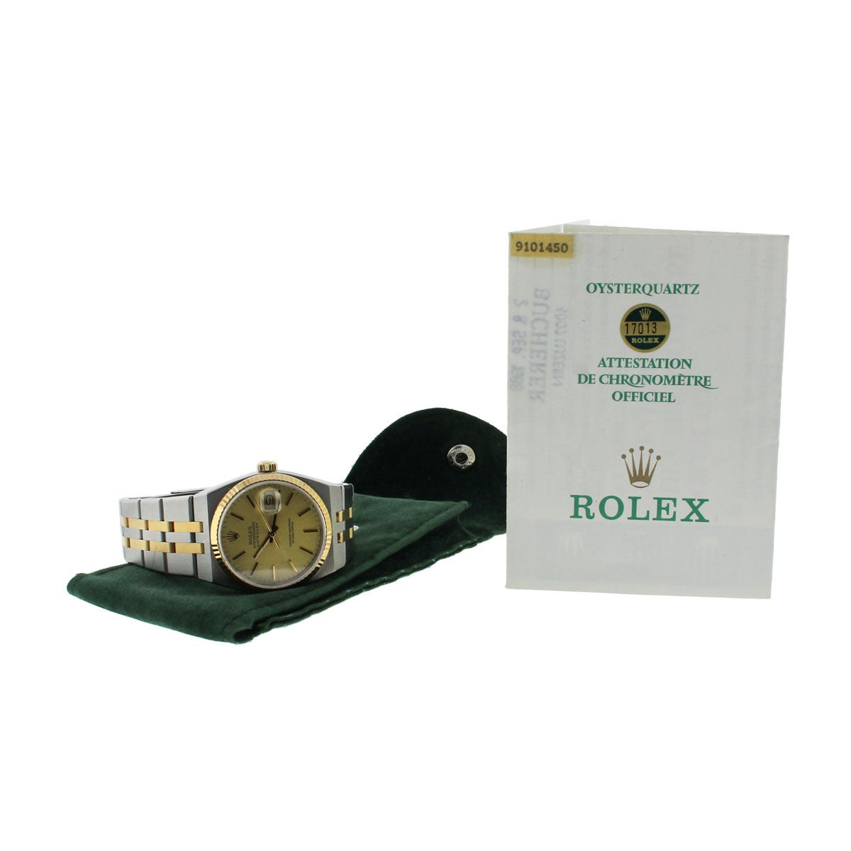 Rolex Yellow Gold Stainless Steel Oyster Quartz Datejust Wristwatch Ref 17013 1