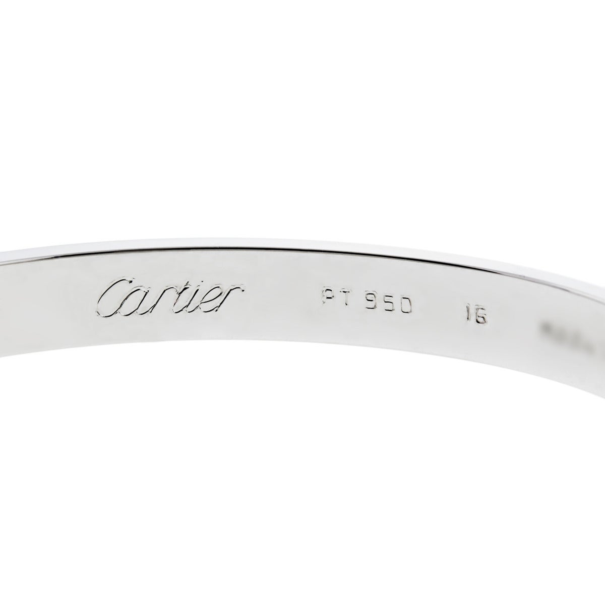 Cartier Platinum Love Bangle Bracelet Size 16, Comes complete with Box, Papers and Screwdriver