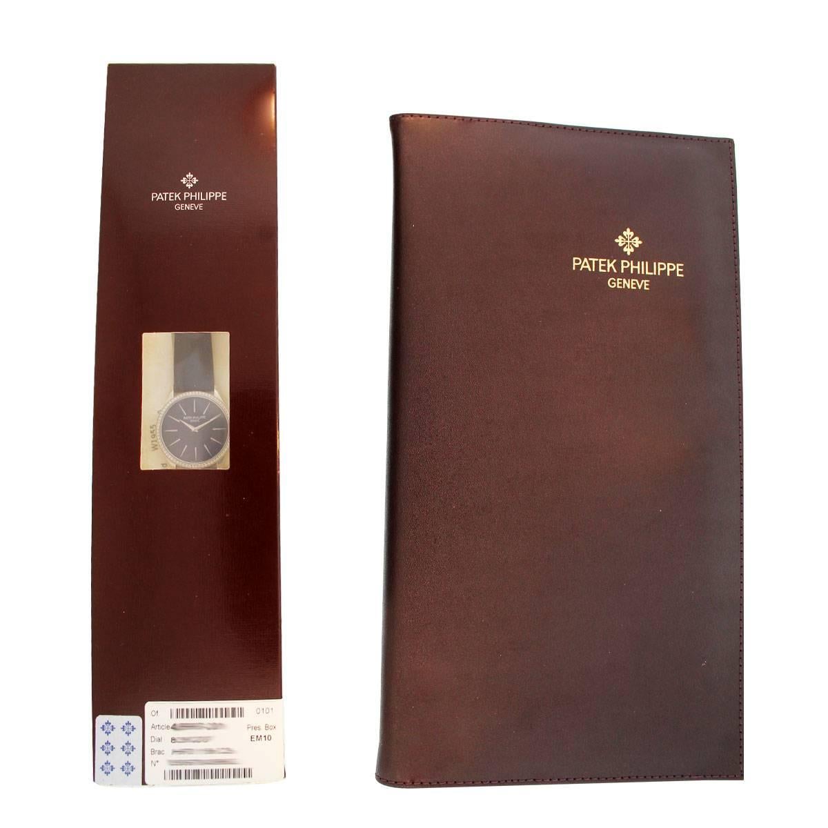 Patek Philippe Lady's White Gold Diamond Bezel Calatrava Wristwatch 2