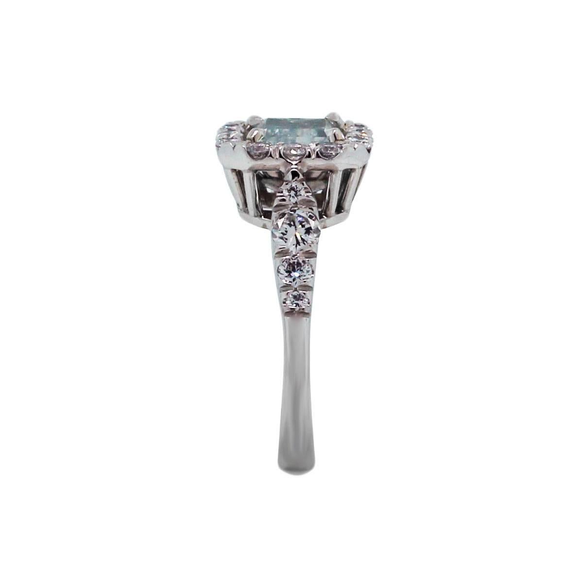 Style: Platinum GIA Certified 1.20ct Natural Fancy Blue/Green Cushion Cut Diamond Engagement Ring
Material : Platinum & 18k White Gold
Center Diamond Details : 1.20ct Natural Blue Green Cushion Cut diamond. Diamond is VS2 in clarity. Measuring