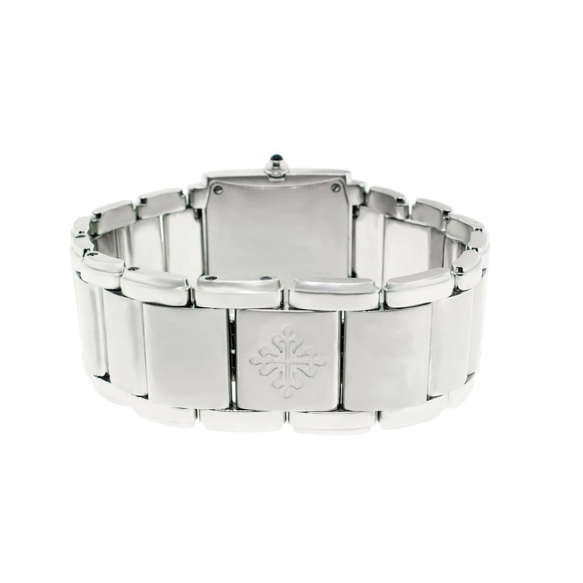 Patek Philippe Stainless Steel Diamond Twenty 4 Quartz Wristwatch In Excellent Condition In Boca Raton, FL