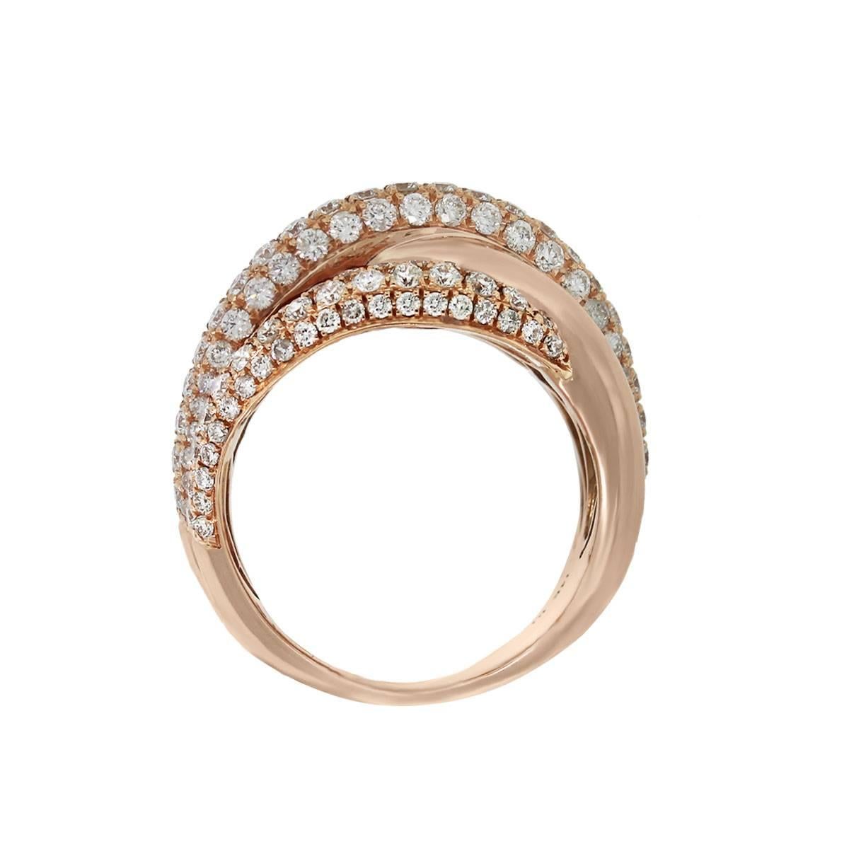 Diamant Gold Crossover Ring im Zustand „Hervorragend“ in Boca Raton, FL